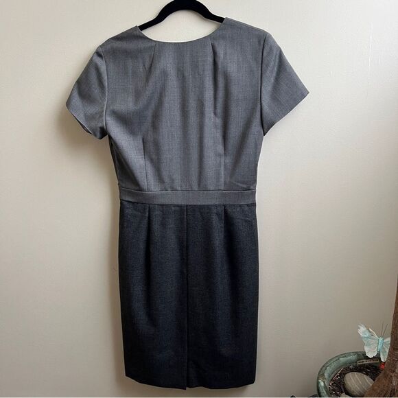 J. Crew Heidi 100% Wool Plaid Surplice Sheath Knee-Length Dress gray Size 6 - Picture 3 of 5